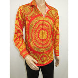 Men's AVM Crystal Shirt Medallion Medusa Cotton Turkey Slim Fit 9628-07 Red