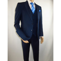 Men Suit BERLUSCONI Turkey 100% Italian Wool Super 180's 3pc Vested #Ber16 Navy