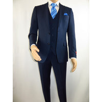 Men Suit BERLUSCONI Turkey 100% Italian Wool Super 180's 3pc Vested #Ber16 Navy