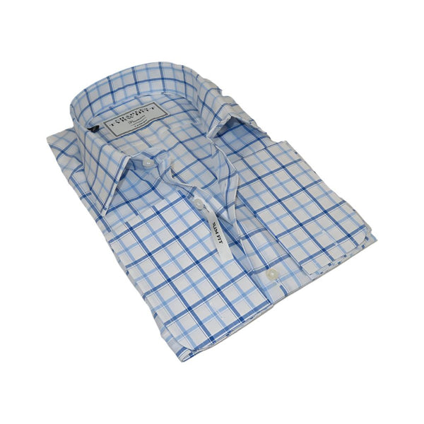 Men's Shirt Charles TYRWHITT Turkey 100% Cotton French Cuffs CHT-5 Blue Plaid