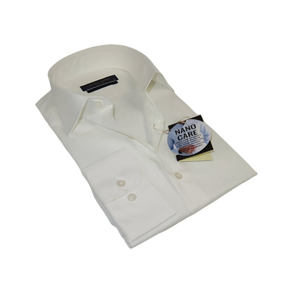 Men's Dress Shirt ENZO PARK Turkey Soft Cotton Wrinkle Resistant Enzo4 Ivory Solid