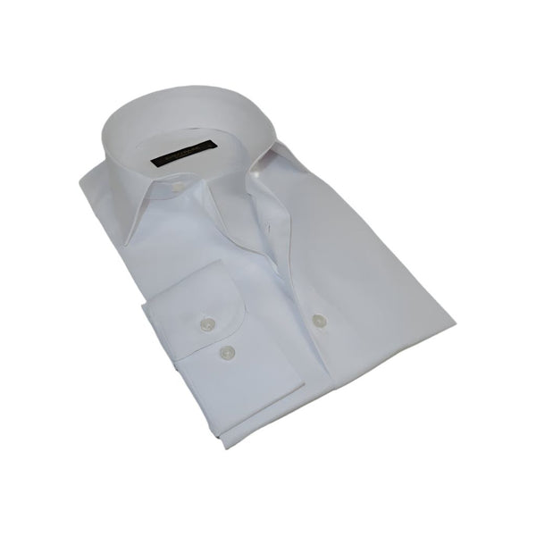 Men's Dress Shirt ENZO PARK Turkey Soft Cotton Wrinkle Resistant Enzo1 White Solid