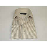 Men's Dress Shirt ENZO PARK Turkey Soft Cotton Wrinkle Resistant Enzo7 Tan Stripe