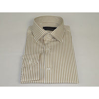 Men's Dress Shirt ENZO PARK Turkey Soft Cotton Wrinkle Resistant Enzo7 Tan Stripe