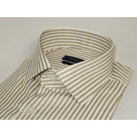 Men's Dress Shirt ENZO PARK Turkey Soft Cotton Wrinkle Resistant Enzo7 Tan Stripe