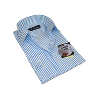 Men's Dress Shirt ENZO PARK Turkey Soft Cotton Wrinkle Resistant Enzo9 Blue Stripe