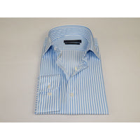 Men's Dress Shirt ENZO PARK Turkey Soft Cotton Wrinkle Resistant Enzo9 Blue Stripe