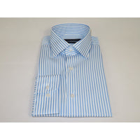 Men's Dress Shirt ENZO PARK Turkey Soft Cotton Wrinkle Resistant Enzo9 Blue Stripe