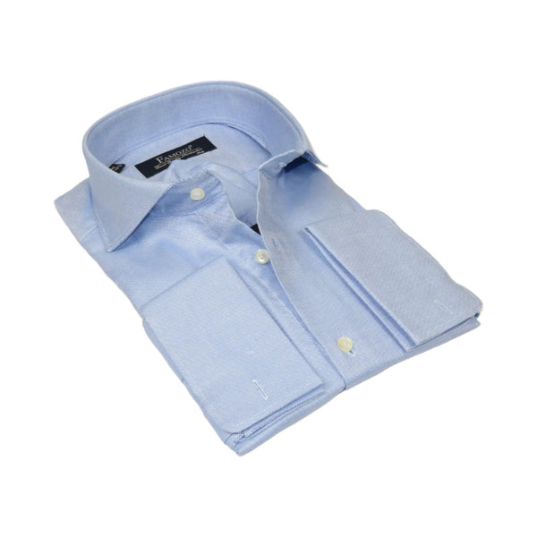 Men's Shirt FAMOZO Turkey 100% Cotton Cut-away Collar French Cuffs FA2 Blue