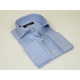 Men's Shirt FAMOZO Turkey 100% Cotton Cut-away Collar French Cuffs FA2 Blue