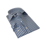 Men's Sports Dress Shirt MARCUZZI Turkey 100% Soft Cotton Marc9 Navy Checker