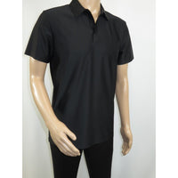 Men's Polo Shirt By Moderno Checker Satin Short Sleeves MJP-106 Black