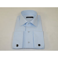 Men's Dress Shirt MARCUZZI Turkey 100% Soft Cotton French Cuffs Marc2 Blue