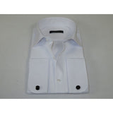 Men's Dress Shirt MARCUZZI Turkey 100% Soft Cotton French Cuffs Marc3 White