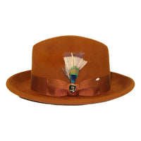 Men Bruno Capelo Hat Australian Wool Rabbit Fur Look Felt Fedora RA762 Cognac