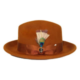 Men Bruno Capelo Hat Australian Wool Rabbit Fur Look Felt Fedora RA762 Cognac