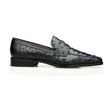 Belvedere Espada Ostrich Quill Penny Loafer Shoes Black - J.Valintin Men's Wear Legend - Espada Black 02440 - 9