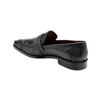 Belvedere Espada Ostrich Quill Penny Loafer Shoes Black - J.Valintin Men's Wear Legend - Espada Black 02440 - 9