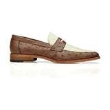 Belvedere Espada Ostrich Quill Penny Loafer Shoes Tabac / Bone - J.Valintin Men's Wear Legend - Espada 02440 Tabac/bone _9