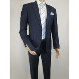 Men Suit BERLUSCONI Turkey 100% Soft Italian Wool Super 180's #Ber28 Navy Blue