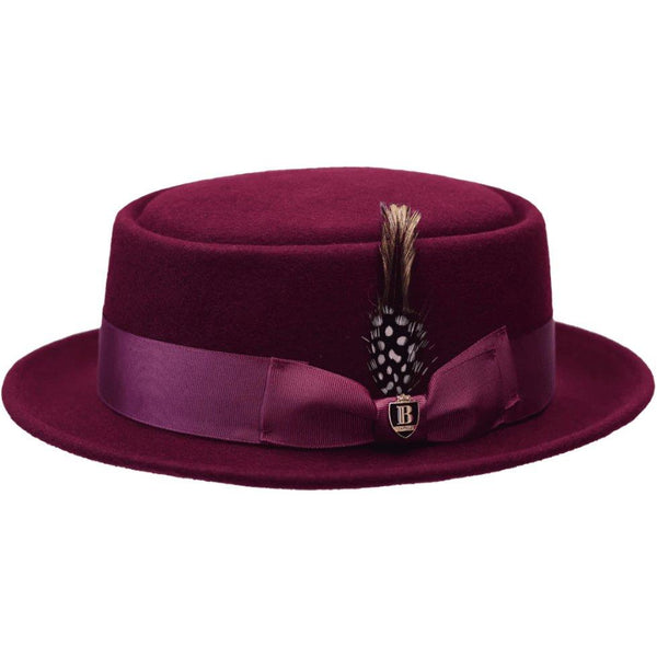 Bruno Capelo Dress Hat Australian Wool Crushable Pork Pie Jazz PP104 Burgundy - J.Valintin Men's Wear Legend - PP104 - Burg - S