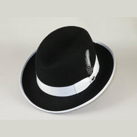 Bruno Capelo Dress Hat Australian Wool Homburg Godfather GF111 Black white - J.Valintin Men's Wear Legend - 19584