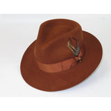 Bruno Capelo Hat Australian Wool Fedora Teardrop Crown Fabio FB222 Brandy - J.Valintin Men's Wear Legend - FB222 - Brandy - S