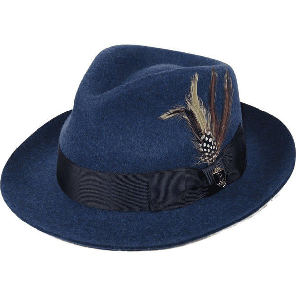 Bruno Capelo Hat Australian Wool Fedora Teardrop Crown Fabio FB234 Denim - J.Valintin Men's Wear Legend - FB234 - Denim - S