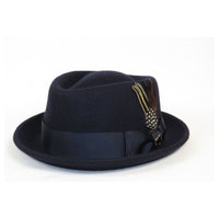 Bruno Capelo Hat Wool Fedora Diamond Crown Santana Stingy Brim SA204 Navy - J.Valintin Men's Wear Legend - Sa204 - Navy - S