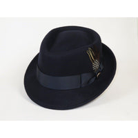 Bruno Capelo Hat Wool Fedora Diamond Crown Santana Stingy Brim SA204 Navy - J.Valintin Men's Wear Legend - Sa204 - Navy - S