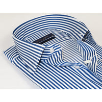 Men's Dress Shirt ENZO PARK Turkey Soft Cotton Wrinkle Resistant Enzo8 Navy Stripe