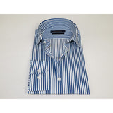 Men's Dress Shirt ENZO PARK Turkey Soft Cotton Wrinkle Resistant Enzo8 Navy Stripe