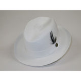 Men's Bently Semi Crushable Fedora Pinch Front Briad Hat Leonardo LE230 White