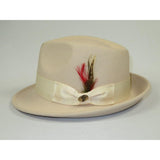 Men BENTLY HEADWEAR Hat Australian Wool Pinch Front Fedora Hudson HU429 Bone