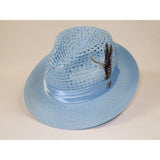 Men's Summer Spring Braid Straw style Hat by BRUNO CAPELO JULIAN JU910 Lt Blue