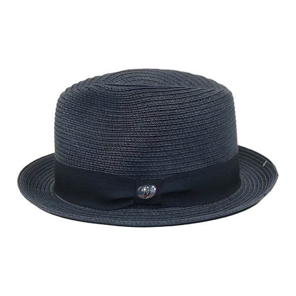 Men's Bently Semi Crushable Fedora Pinch Front Briad Hat Leonardo LE232 Navy