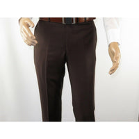 Mantoni Mens Flat Front Pants All Wool Super 140's Classic Fit 40901 brown new - J.Valintin Men's Wear Legend - 9914