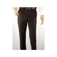 Mantoni Mens Flat Front Pants All Wool Super 140's Classic Fit 40901 brown new - J.Valintin Men's Wear Legend - 9914