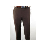 Mantoni Mens Flat Front Pants All Wool Super 140's Classic Fit 40901 brown new - J.Valintin Men's Wear Legend - 9914