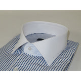 Men's Shirt MARCUZZI Turkey 100% Cotton Marc4 Navy Stripe White Collar and Cuffs