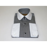 Men 100% Cotton Dress Shirt CIERO MONTERO Turkey 1A99 - 01 White Black Slim Fit - J.Valintin Men's Wear Legend - 101027