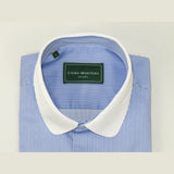 Men 100% Cotton Dress Shirt CIERO MONTERO Turkey 1A99 - 76 White Blue Slim Fit - J.Valintin Men's Wear Legend - 101023