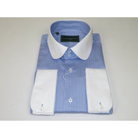 Men 100% Cotton Dress Shirt CIERO MONTERO Turkey 1A99 - 76 White Blue Slim Fit - J.Valintin Men's Wear Legend - 101023