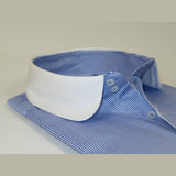 Men 100% Cotton Dress Shirt CIERO MONTERO Turkey 1A99 - 76 White Blue Slim Fit - J.Valintin Men's Wear Legend - 101023