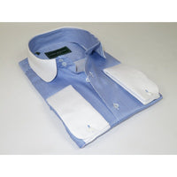 Men 100% Cotton Dress Shirt CIERO MONTERO Turkey 1A99 - 76 White Blue Slim Fit - J.Valintin Men's Wear Legend - 101023