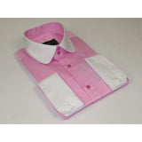 Men 100% Cotton Shirt CIERO MONTERO Turkey #STN 05 Pink/White Collar Slim Fit - J.Valintin Men's Wear Legend - 101051