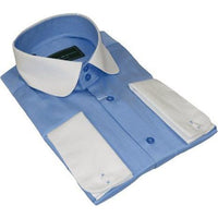 Men 100% Cotton Shirt CIERO MONTERO Turkey #STN 258 Blue/White Collar Slim Fit - J.Valintin Men's Wear Legend - 101047