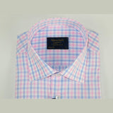 Men 100% Cotton Shirt Manschett Quesste Turkey Slim Fit 6019 - 01 Pink Checkers - J.Valintin Men's Wear Legend - 96889