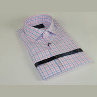 Men 100% Cotton Shirt Manschett Quesste Turkey Slim Fit 6019 - 01 Pink Checkers - J.Valintin Men's Wear Legend - 96889