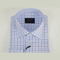 Men 100% Cotton Shirt Manschett Quesste Turkey Slim Fit 6019 - 02 Lilac Checkers - J.Valintin Men's Wear Legend - 96895